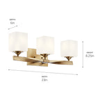 KICHLER 55002CPZ Marette 22.75" 3 Light Vanity Light With Satin Etched Cased Opal Glass In Black