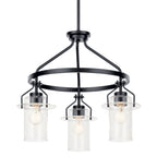 KICHLER 52377BK Everett 22.5 Inch 3 Light Round Chandelier with Clear Glass in Black