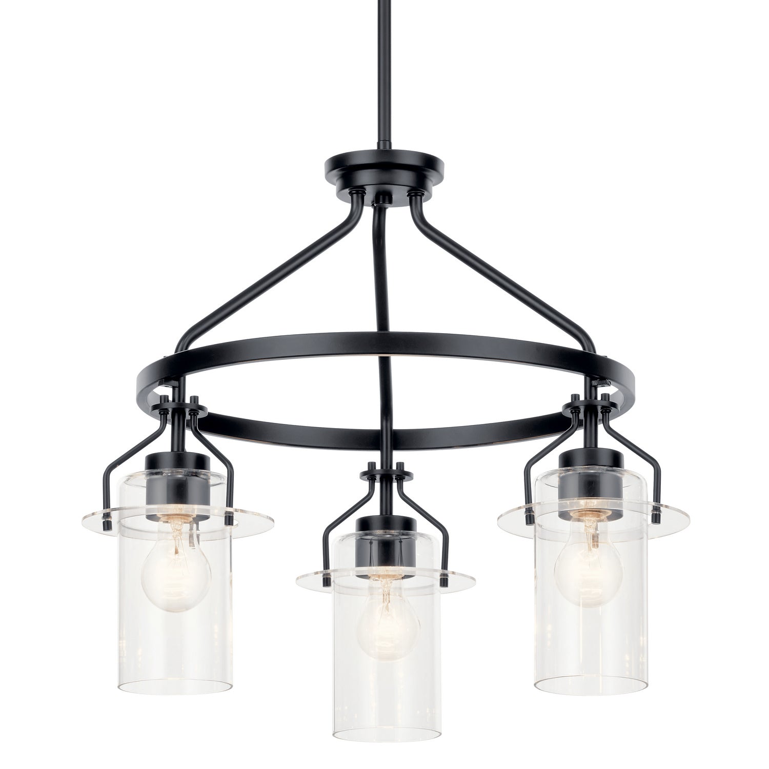 KICHLER 52377BK Everett 22.5 Inch 3 Light Round Chandelier with Clear Glass in Black