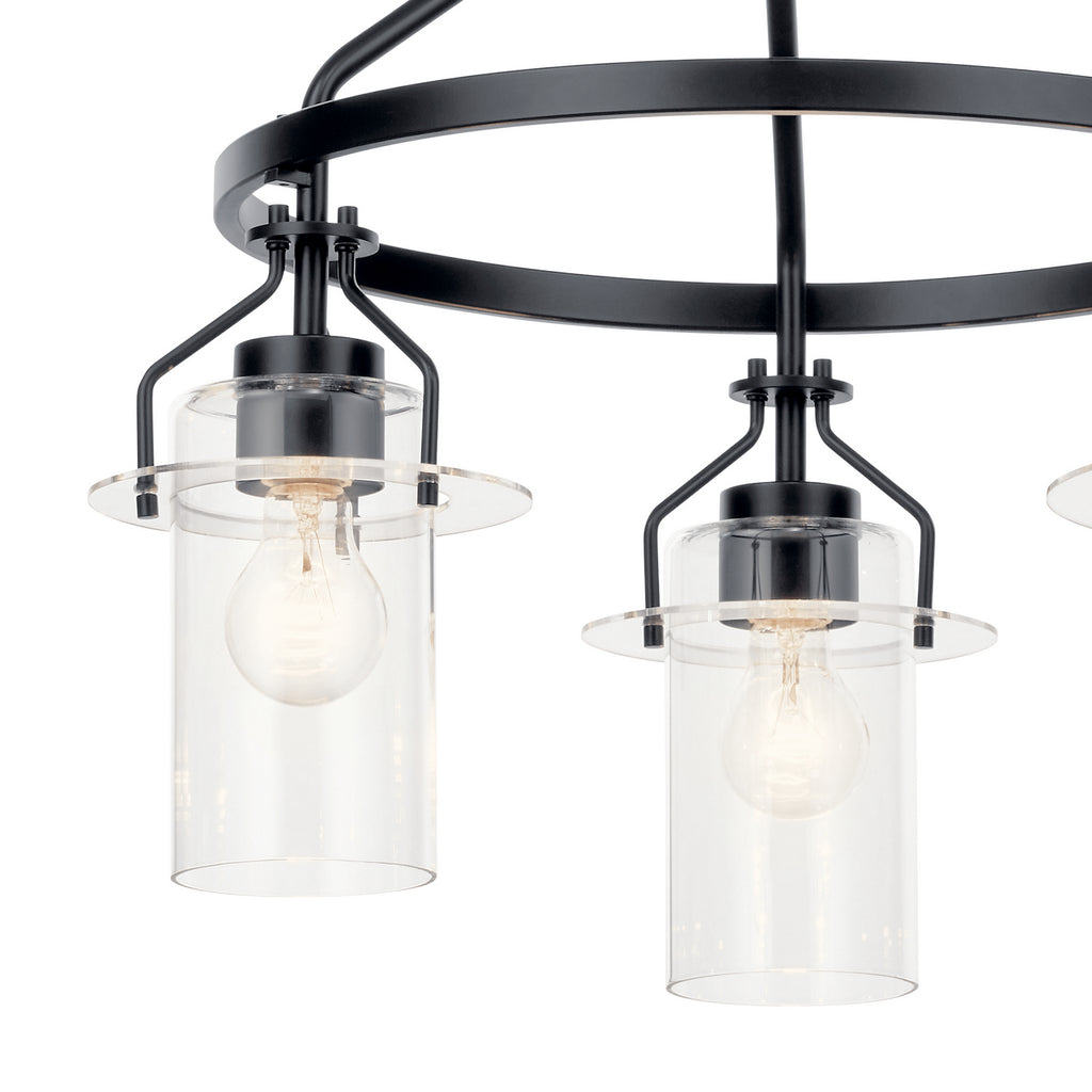 KICHLER 52377BK Everett 22.5 Inch 3 Light Round Chandelier with Clear Glass in Black