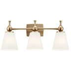 KICHLER 55092CPZ Cosabella 24" 3 Light Vanity Light With Etched White Glass Champagne Bronze