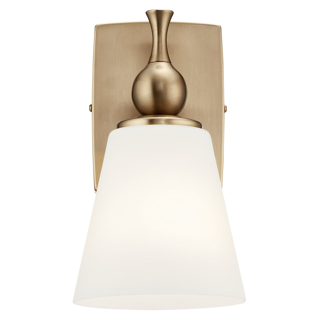 KICHLER 55090CPZ Cosabella 6" 1 Light Wall Sconce With Etched White Glass Champagne Bronze