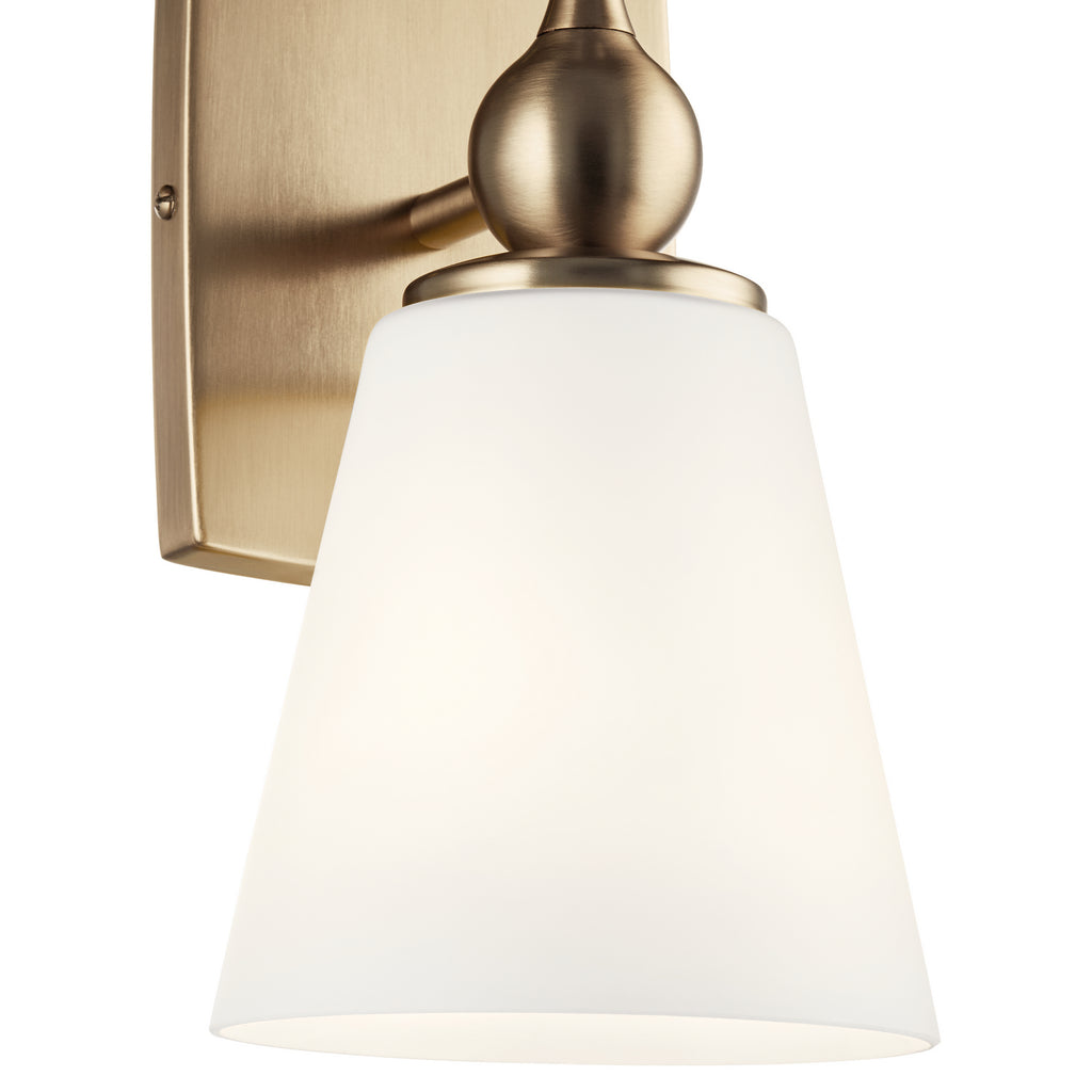 KICHLER 55090CPZ Cosabella 6" 1 Light Wall Sconce With Etched White Glass Champagne Bronze
