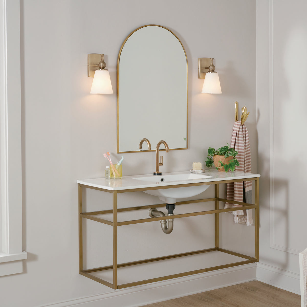 KICHLER 55090CPZ Cosabella 6" 1 Light Wall Sconce With Etched White Glass Champagne Bronze