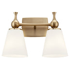 KICHLER 55091CPZ Cosabella 15" 2 Light Vanity Light With Etched White Glass Champagne Bronze