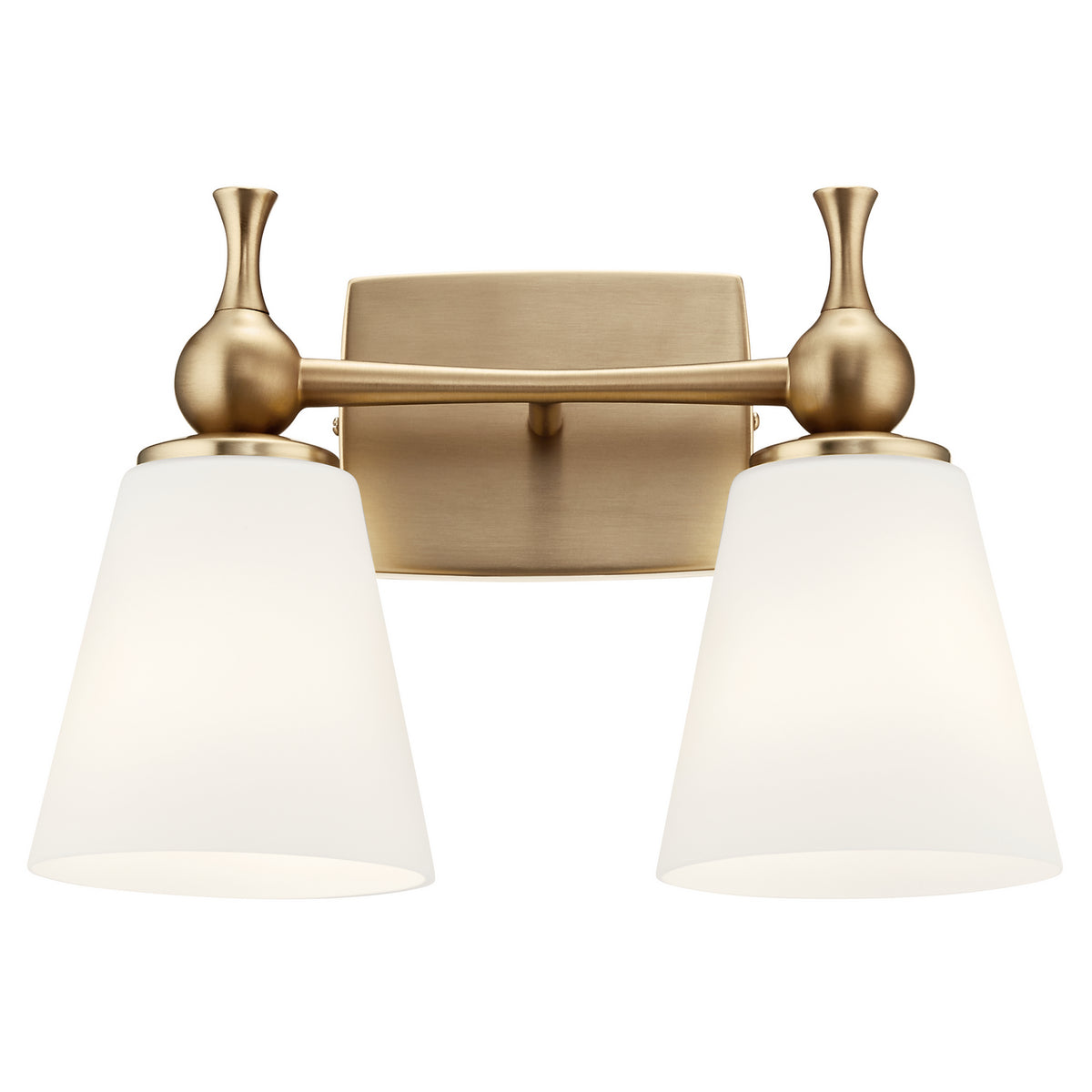 KICHLER 55091CPZ Cosabella 15" 2 Light Vanity Light With Etched White Glass Champagne Bronze