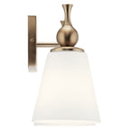 KICHLER 55091CPZ Cosabella 15" 2 Light Vanity Light With Etched White Glass Champagne Bronze