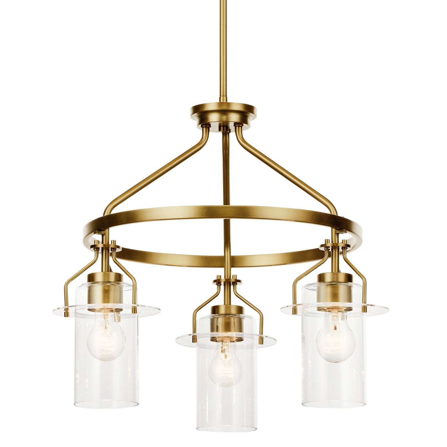 KICHLER 52377NBR Everett 22.5 Inch 3 Light Round Chandelier with Clear Glass in Polished Nickel
