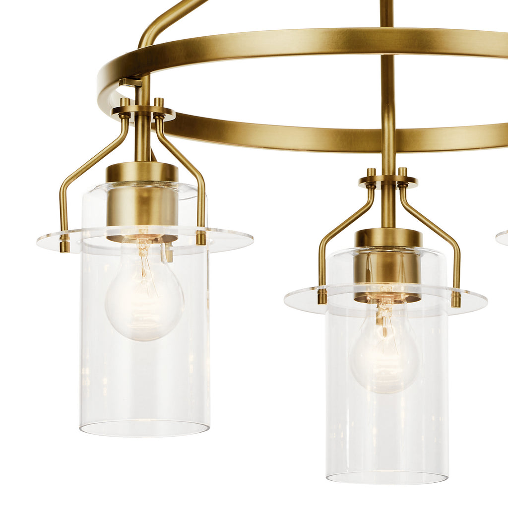 KICHLER 52377NBR Everett 22.5 Inch 3 Light Round Chandelier with Clear Glass in Polished Nickel