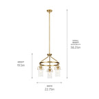 KICHLER 52377NBR Everett 22.5 Inch 3 Light Round Chandelier with Clear Glass in Polished Nickel
