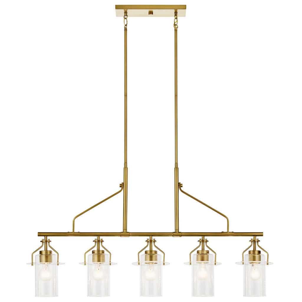 KICHLER 52379NBR Everett 42 Inch 5 Light Linear Chandelier with Clear Glass in Polished Nickel
