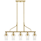 KICHLER 52379NBR Everett 42 Inch 5 Light Linear Chandelier with Clear Glass in Polished Nickel