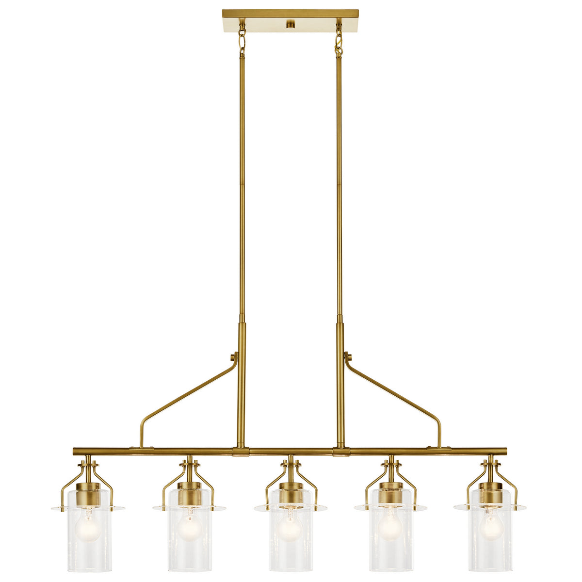 KICHLER 52379NBR Everett 42 Inch 5 Light Linear Chandelier with Clear Glass in Polished Nickel