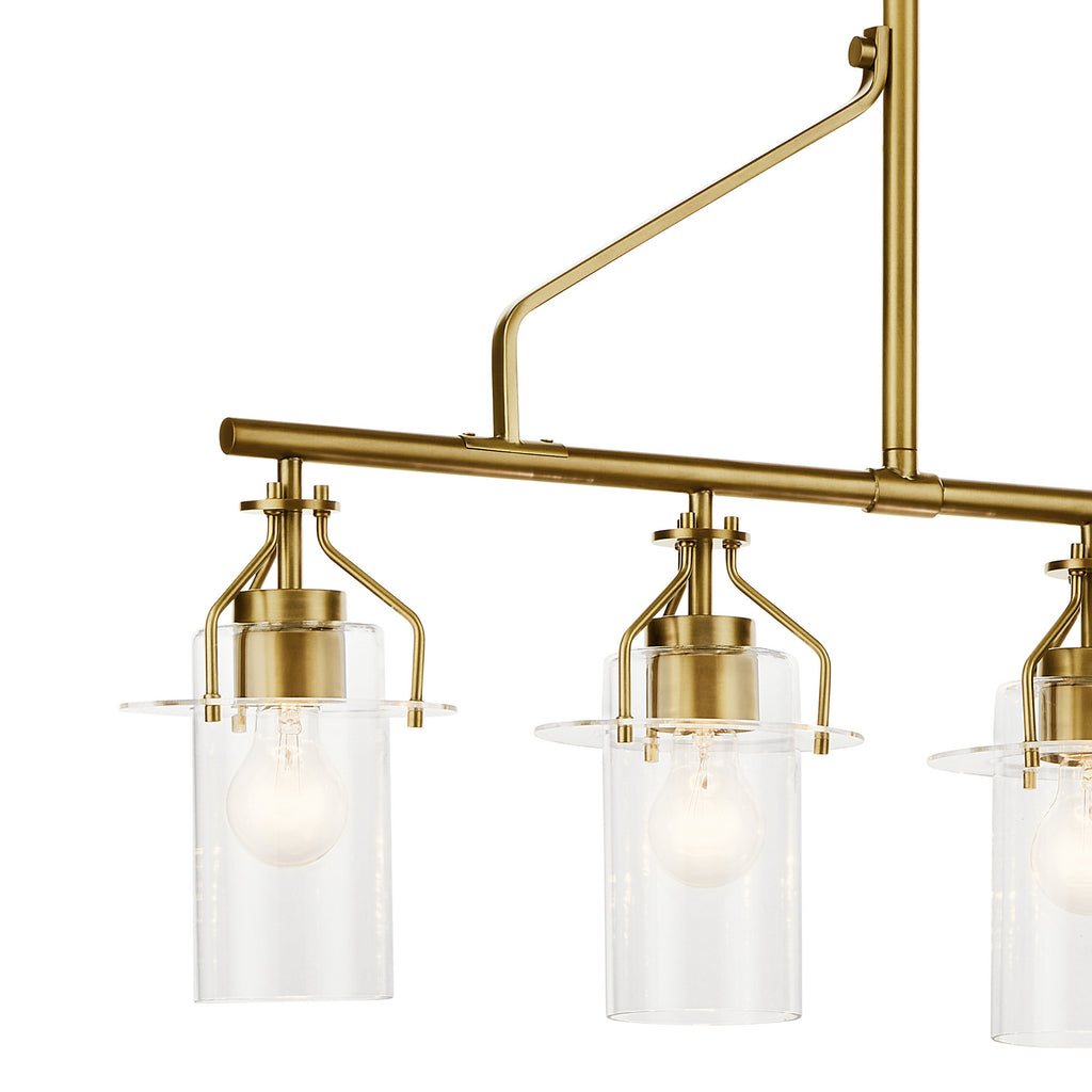 KICHLER 52379NBR Everett 42 Inch 5 Light Linear Chandelier with Clear Glass in Polished Nickel