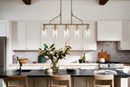 KICHLER 52379NBR Everett 42 Inch 5 Light Linear Chandelier with Clear Glass in Polished Nickel
