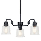 KICHLER 52397BK Aivian 23" 3 Light Chandelier With Clear Glass Black