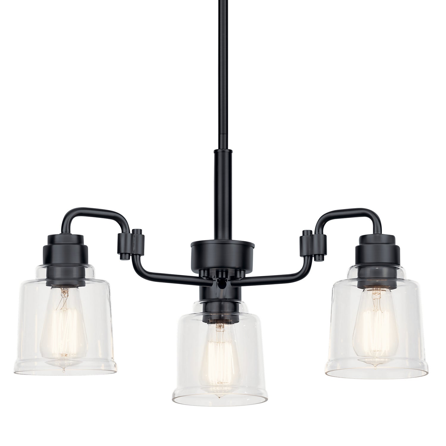 KICHLER 52397BK Aivian 23" 3 Light Chandelier With Clear Glass Black