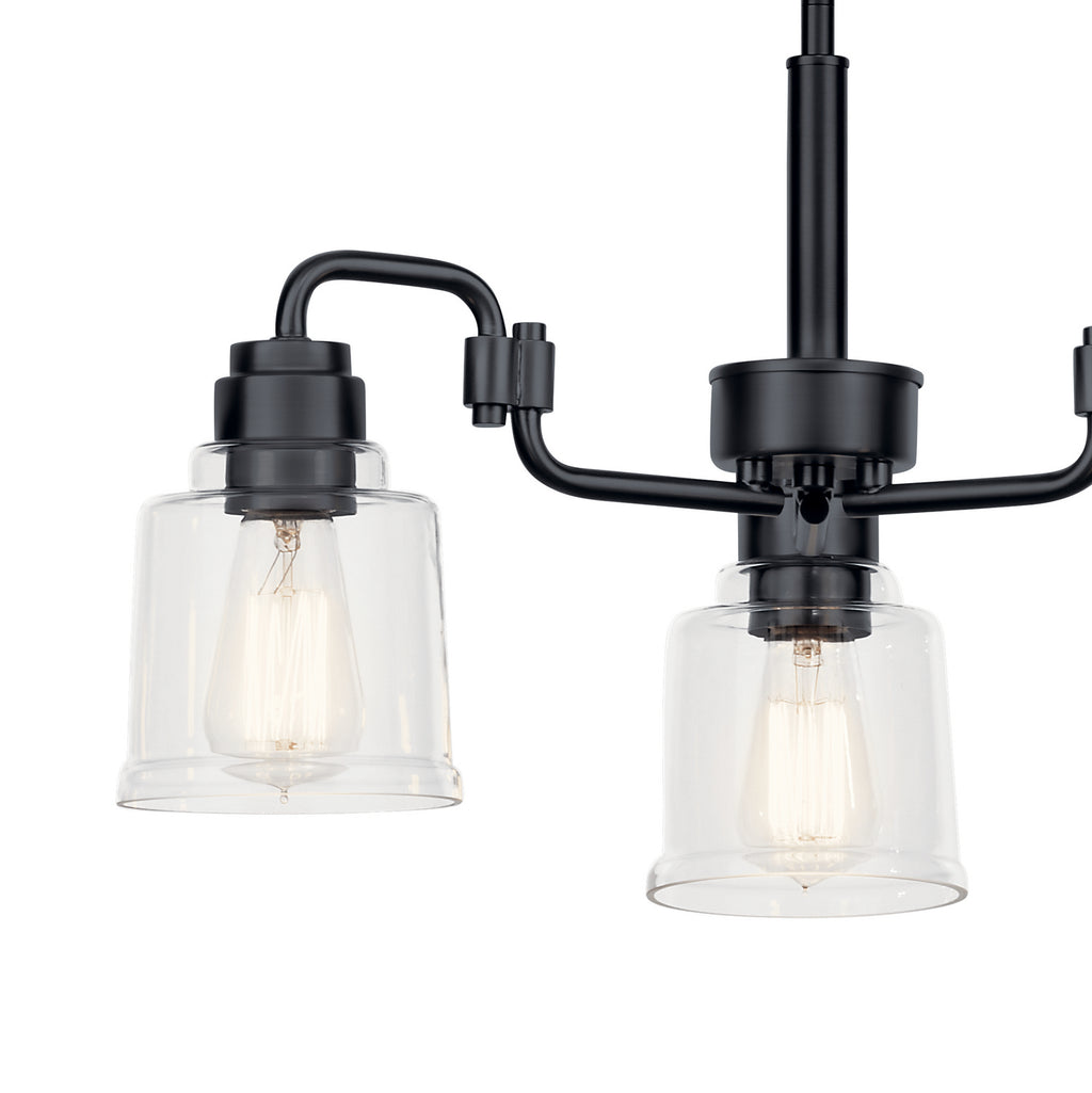 KICHLER 52397BK Aivian 23" 3 Light Chandelier With Clear Glass Black