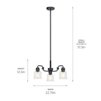 KICHLER 52397BK Aivian 23" 3 Light Chandelier With Clear Glass Black