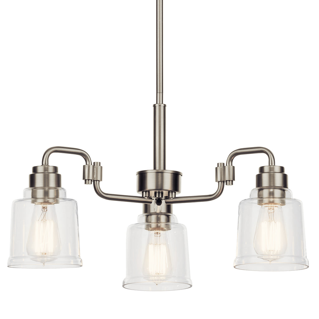 KICHLER 52397NI Aivian 23" 3 Light Chandelier With Clear Glass Black