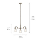 KICHLER 52397NI Aivian 23" 3 Light Chandelier With Clear Glass Black