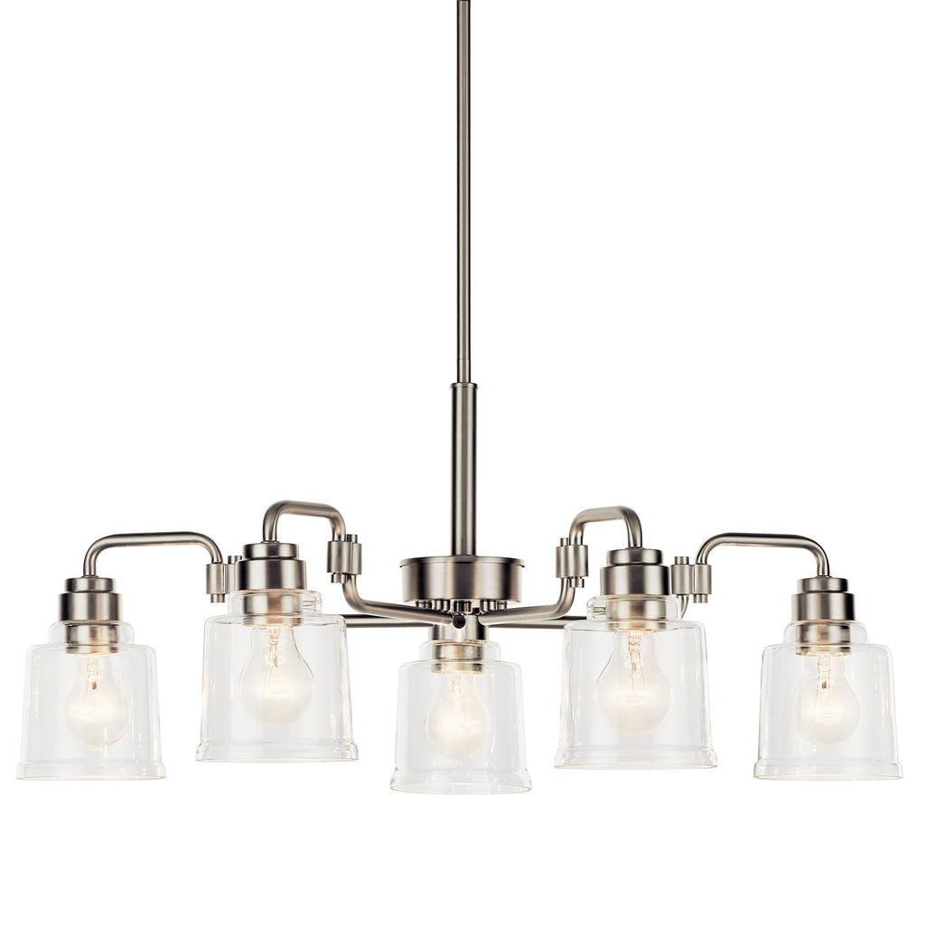 KICHLER 52398NI Aivian 30" 5 Light Chandelier With Clear Glass Brushed Nickel