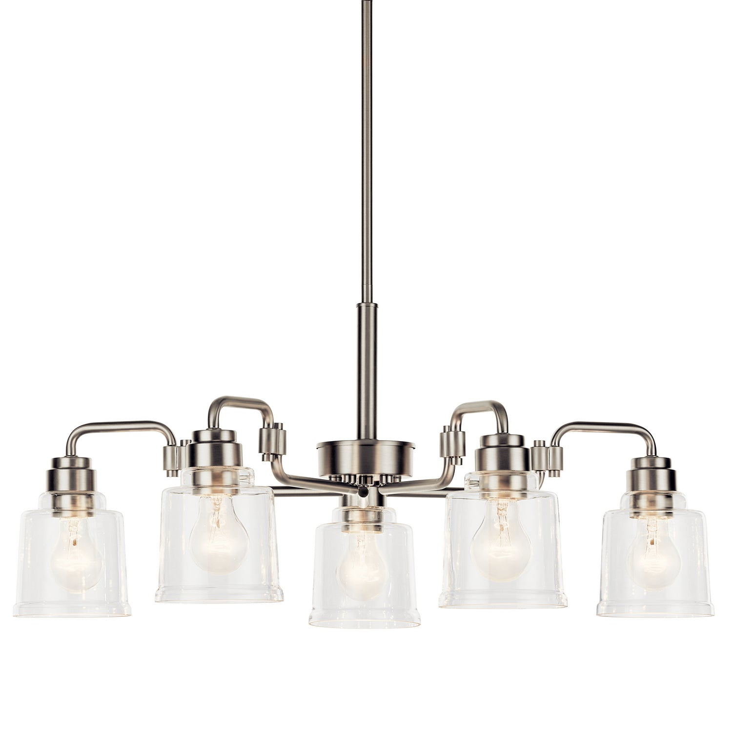 KICHLER 52398NI Aivian 30" 5 Light Chandelier With Clear Glass Brushed Nickel