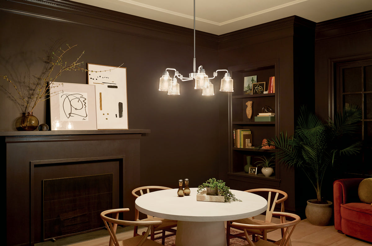 KICHLER 52398NI Aivian 30" 5 Light Chandelier With Clear Glass Brushed Nickel
