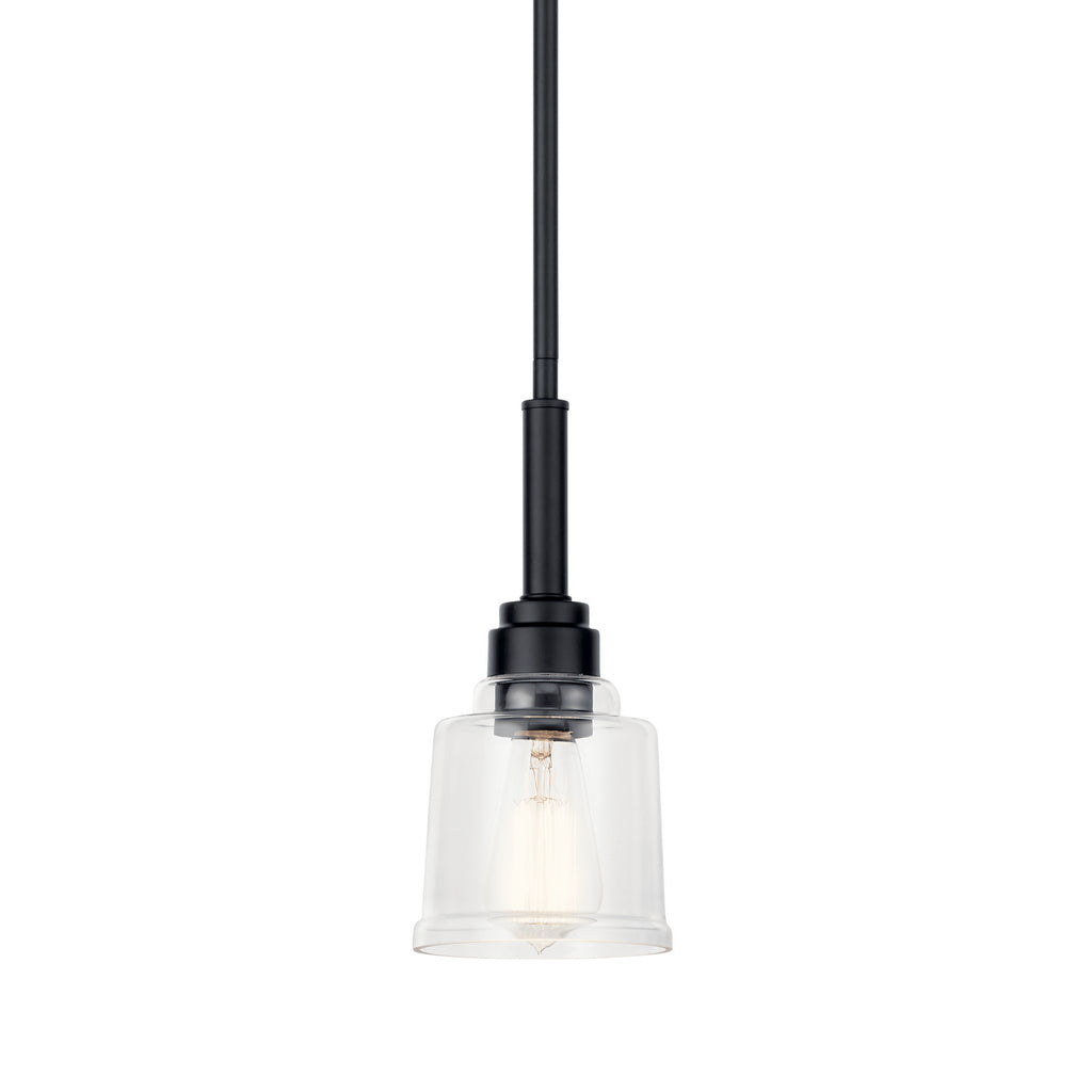 KICHLER 52399BK Aivian 5" 1 Light Mini Pendant With Clear Glass Black