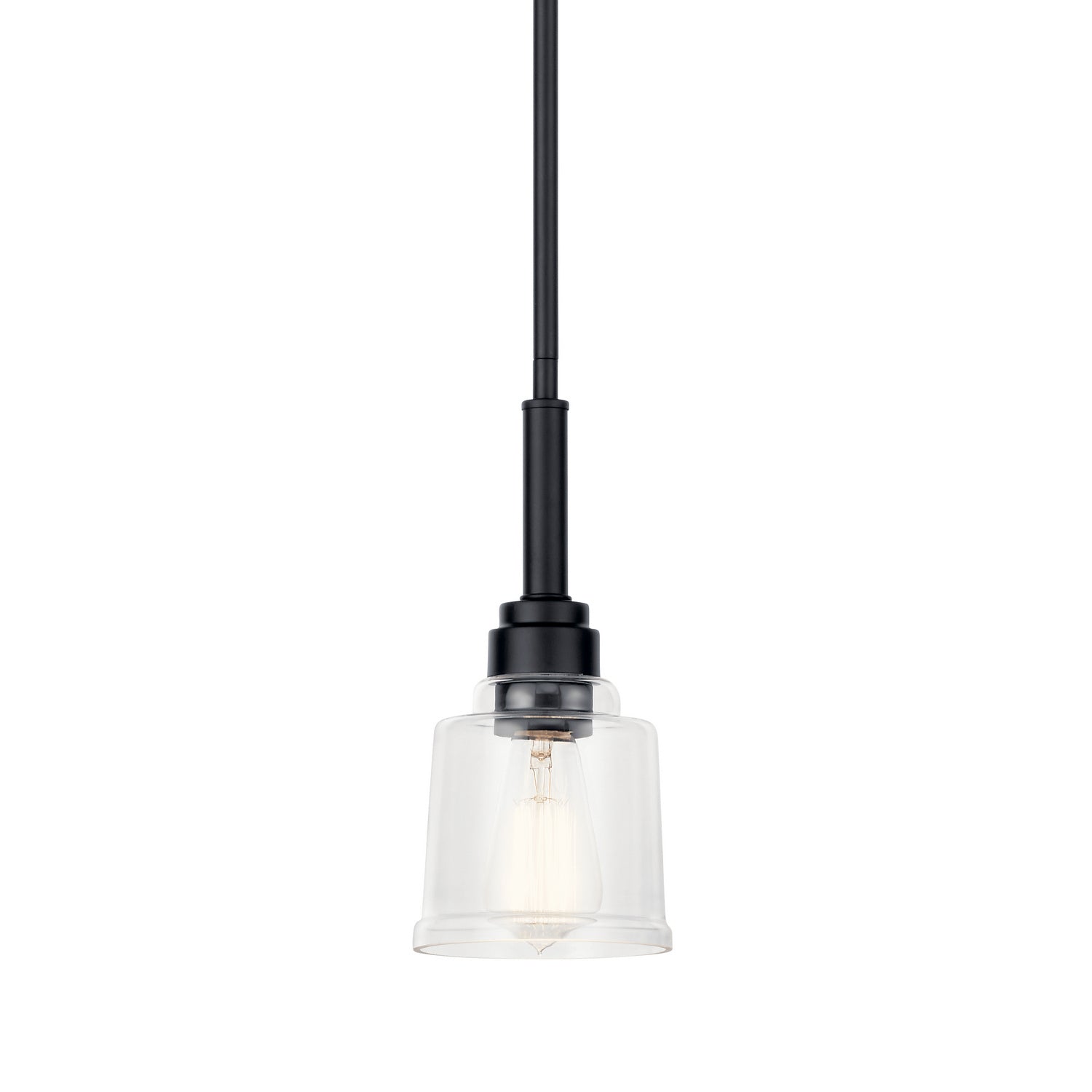 KICHLER 52399BK Aivian 5" 1 Light Mini Pendant With Clear Glass Black