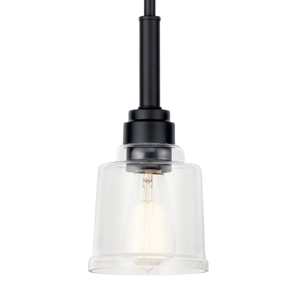 KICHLER 52399BK Aivian 5" 1 Light Mini Pendant With Clear Glass Black