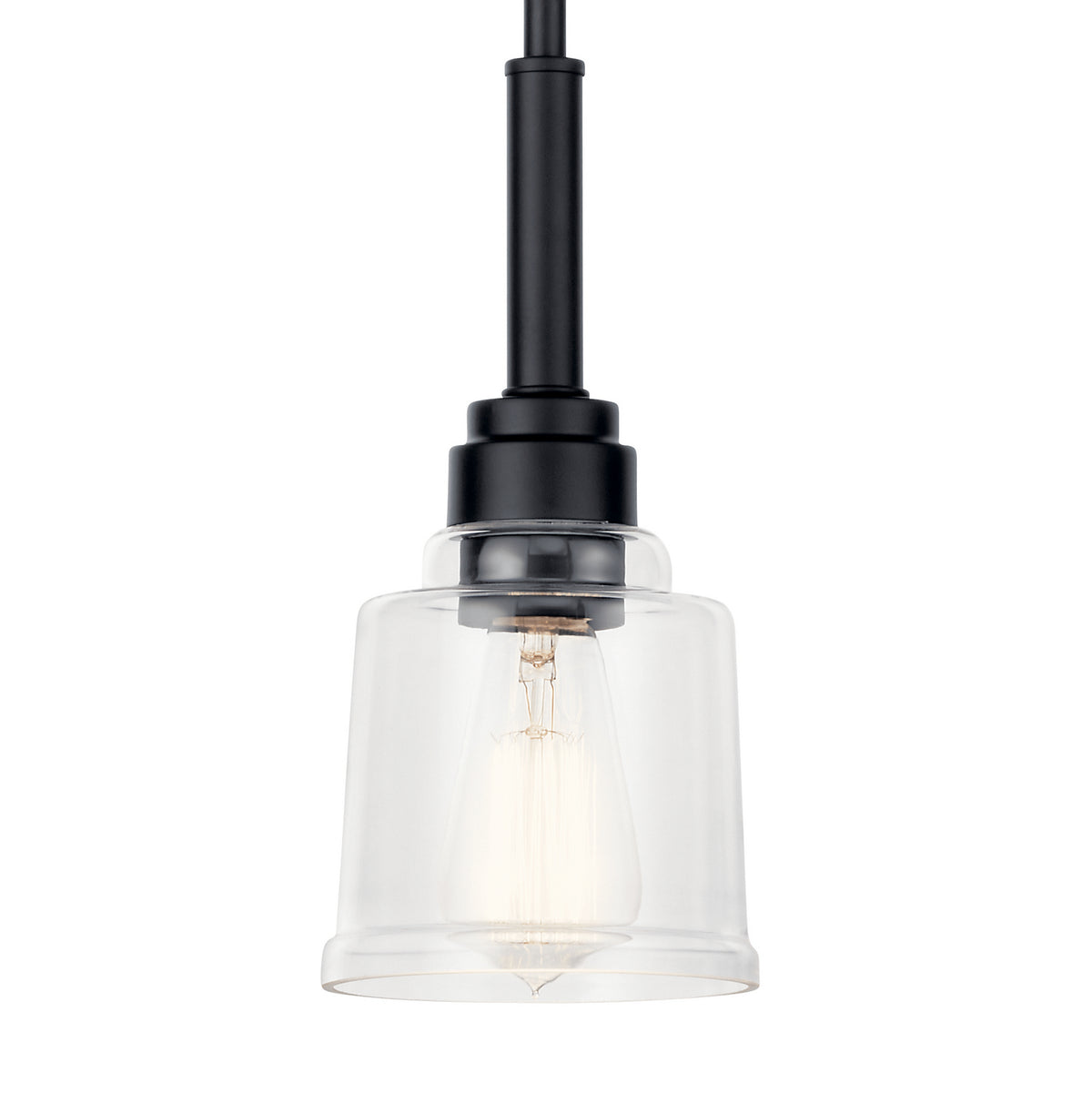KICHLER 52399BK Aivian 5" 1 Light Mini Pendant With Clear Glass Black