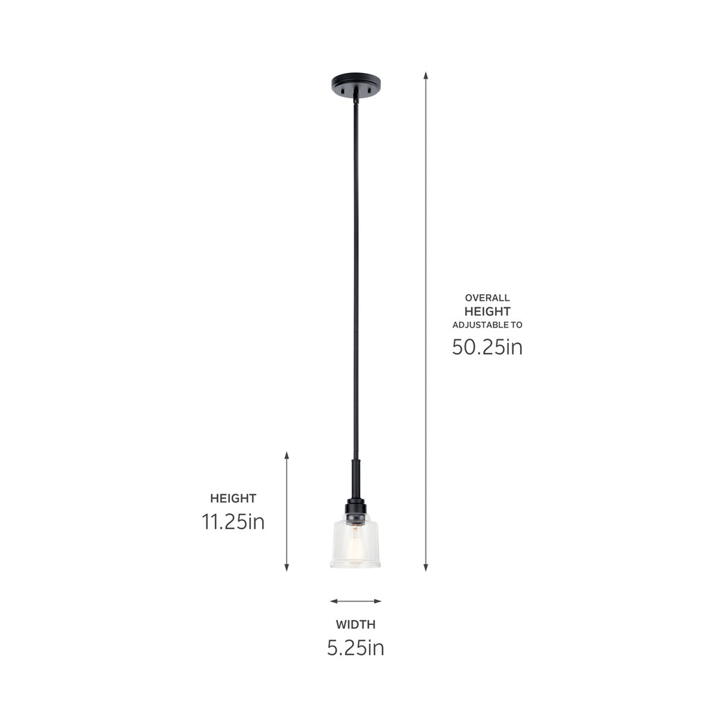 KICHLER 52399BK Aivian 5" 1 Light Mini Pendant With Clear Glass Black