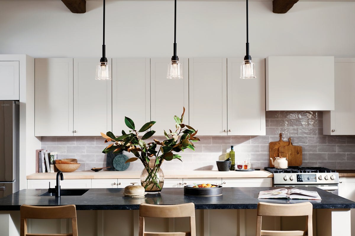 KICHLER 52399BK Aivian 5" 1 Light Mini Pendant With Clear Glass Black