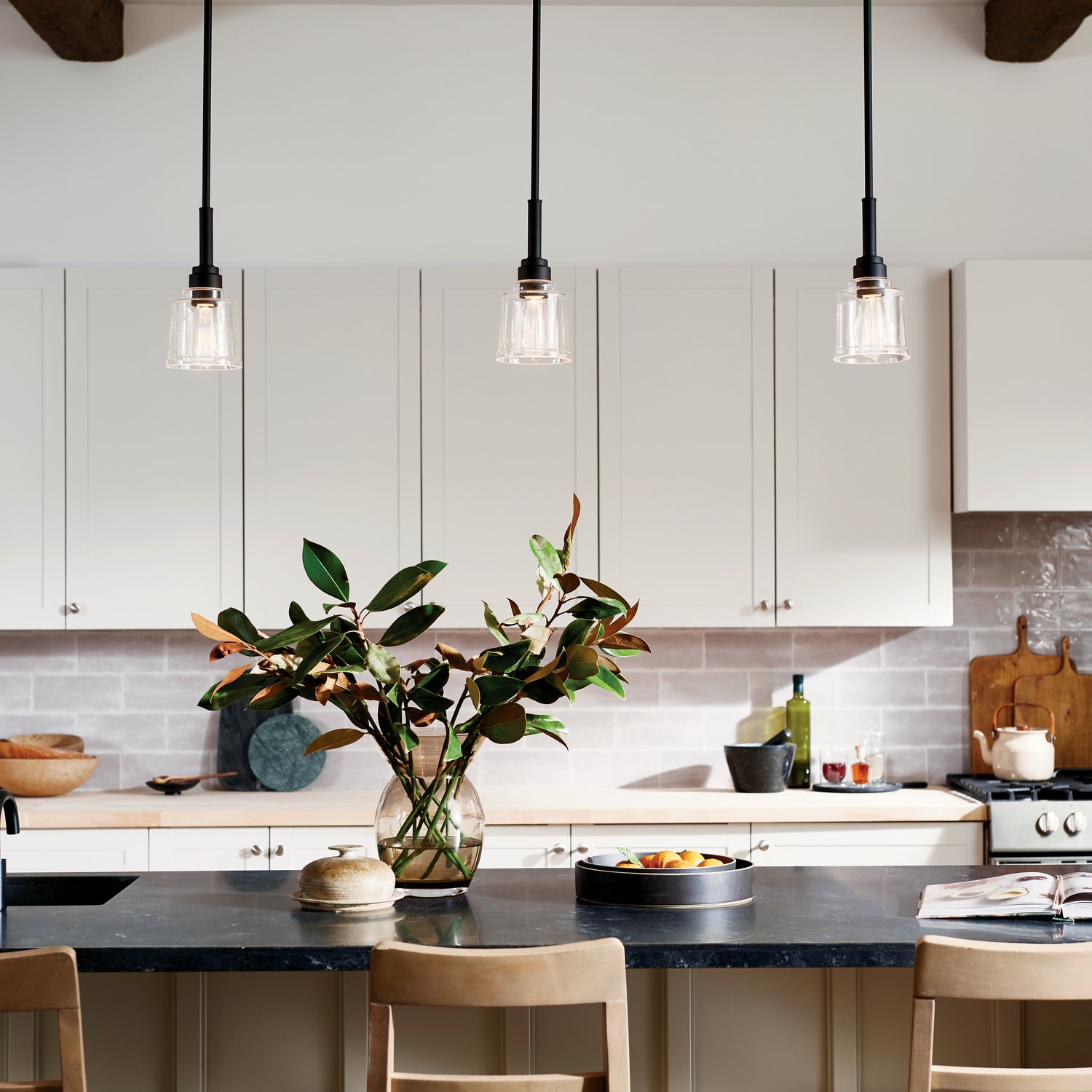 KICHLER 52399BK Aivian 5" 1 Light Mini Pendant With Clear Glass Black