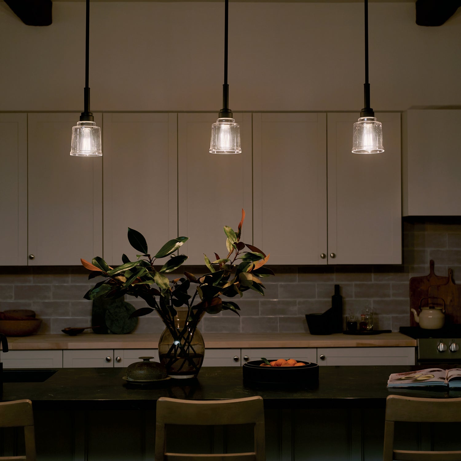 KICHLER 52399BK Aivian 5" 1 Light Mini Pendant With Clear Glass Black