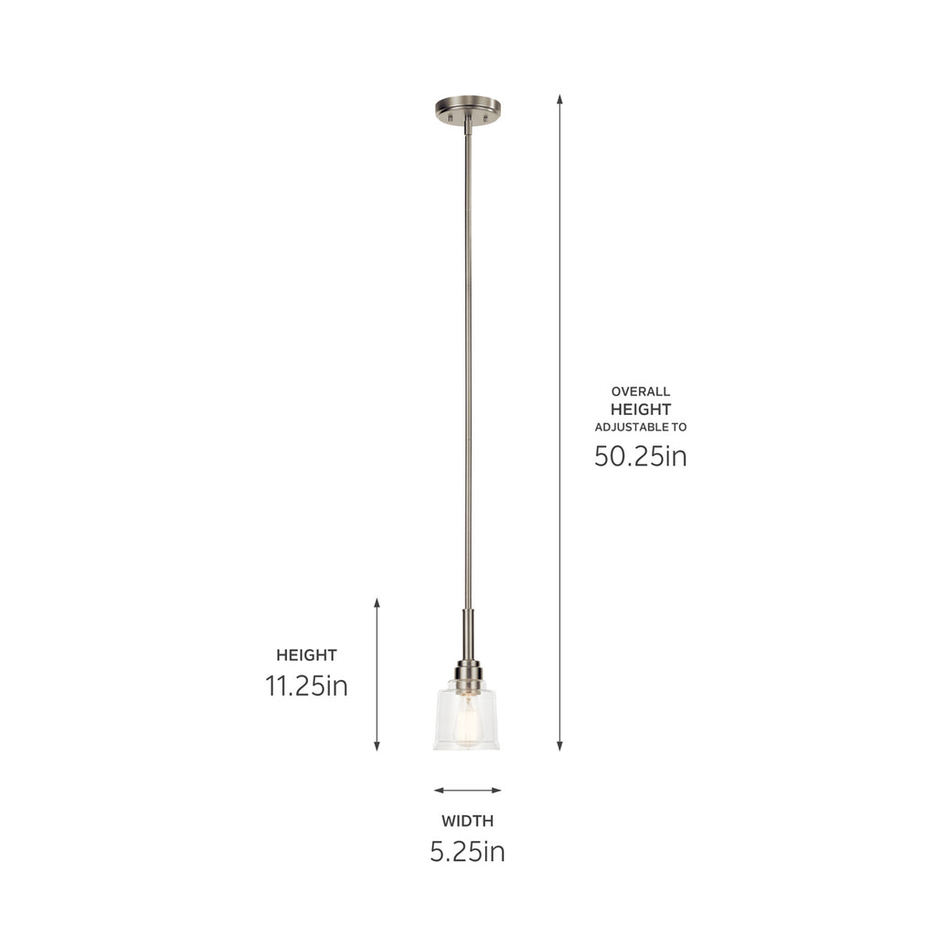 KICHLER 52399NI Aivian 5" 1 Light Mini Pendant With Clear Glass Brushed Nickel