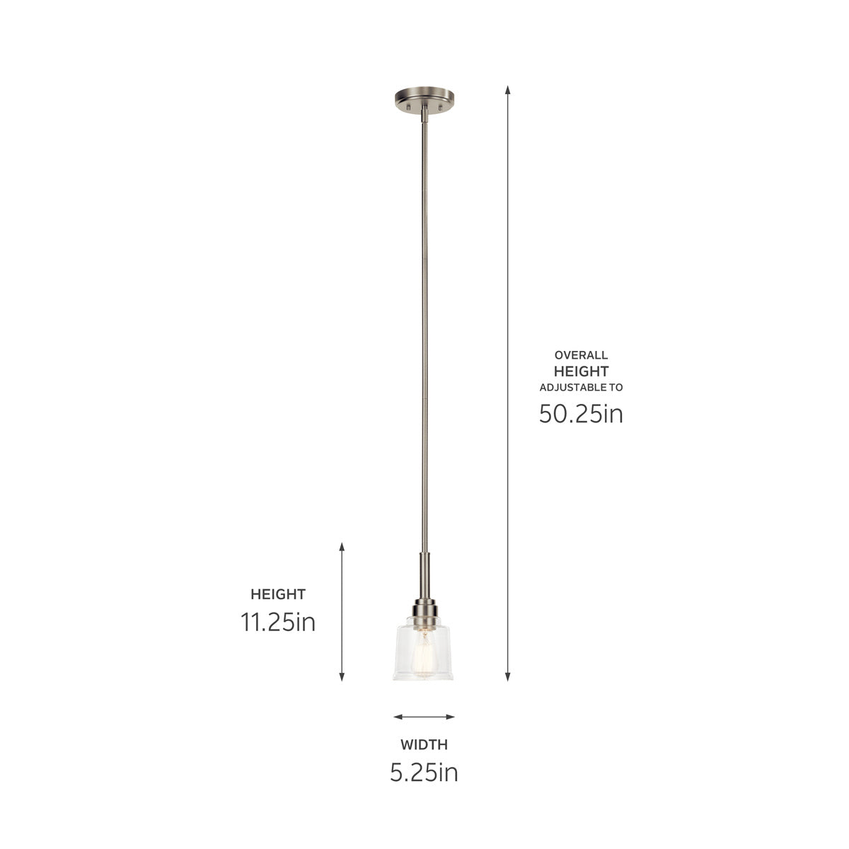 KICHLER 52399NI Aivian 5" 1 Light Mini Pendant With Clear Glass Brushed Nickel