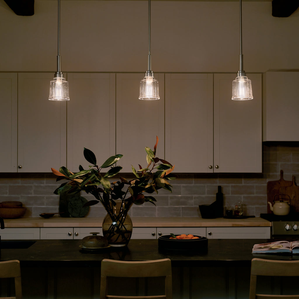 KICHLER 52399NI Aivian 5" 1 Light Mini Pendant With Clear Glass Brushed Nickel