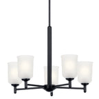 KICHLER 43671BK Shailene 18.25" 5 Light Chandelier With Satin Etched Glass In Brushed Nickel