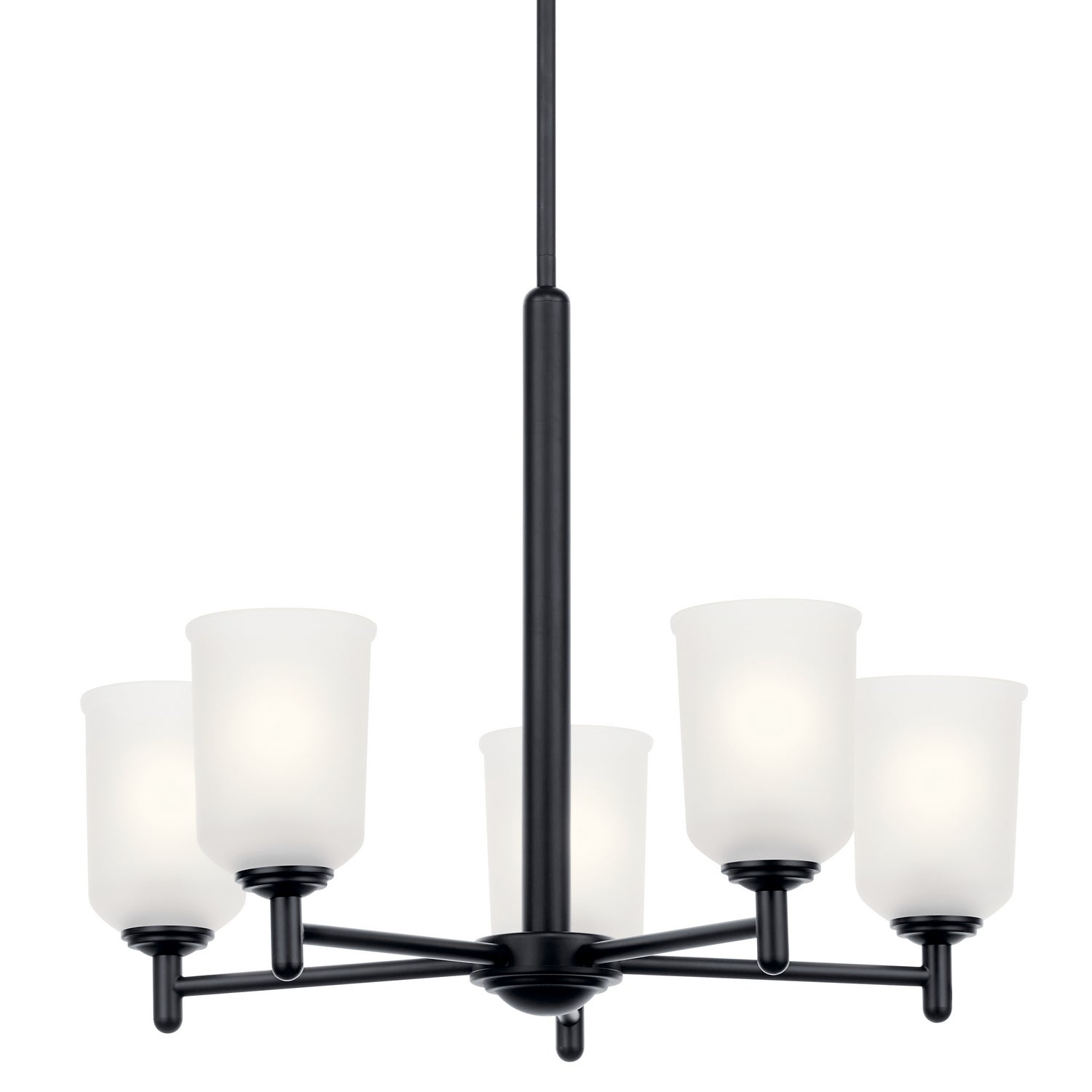 KICHLER 43671BK Shailene 18.25" 5 Light Chandelier With Satin Etched Glass In Brushed Nickel