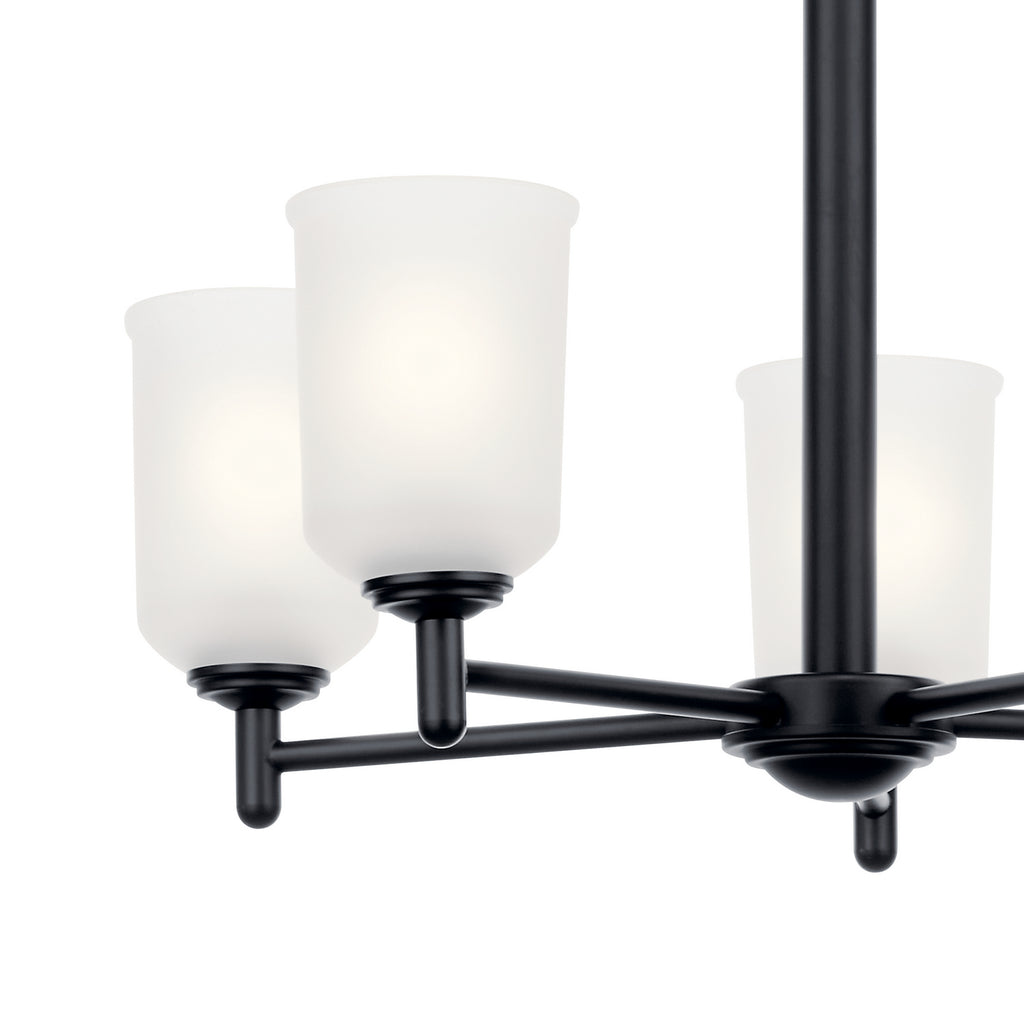 KICHLER 43671BK Shailene 18.25" 5 Light Chandelier With Satin Etched Glass In Brushed Nickel