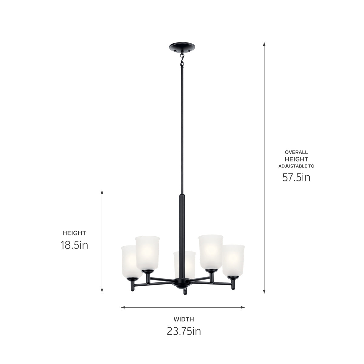 KICHLER 43671BK Shailene 18.25" 5 Light Chandelier With Satin Etched Glass In Brushed Nickel