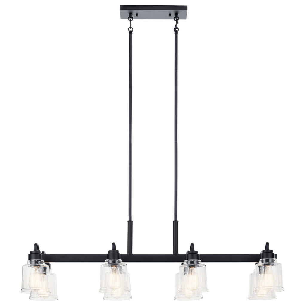 KICHLER 52400BK Aivian 42" 8 Light Linear Chandelier With Clear Glass Black