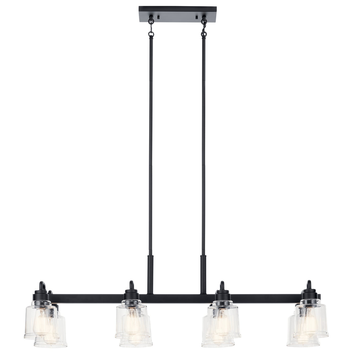 KICHLER 52400BK Aivian 42" 8 Light Linear Chandelier With Clear Glass Black