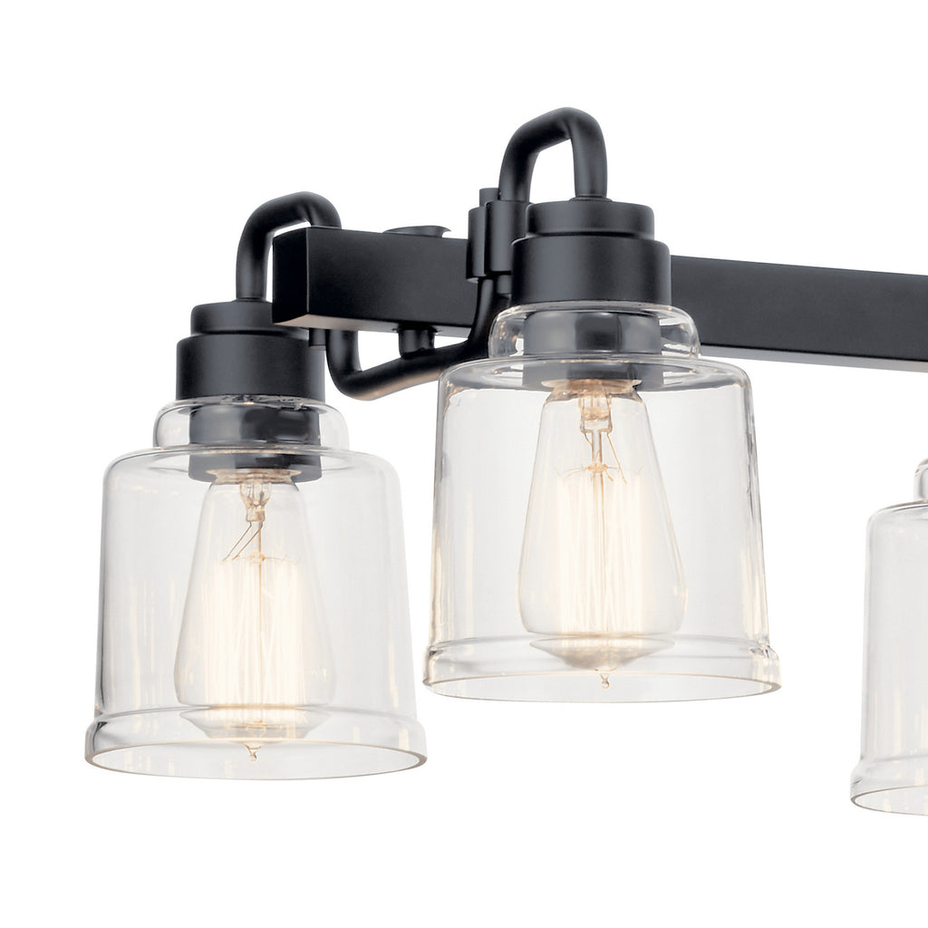 KICHLER 52400BK Aivian 42" 8 Light Linear Chandelier With Clear Glass Black