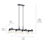 KICHLER 52400BK Aivian 42" 8 Light Linear Chandelier With Clear Glass Black