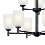 KICHLER 43672BK Shailene 26.5" 9 Light 2 Tier Chandelier With Satin Etched Glass In Brushed Nickel