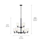 KICHLER 43672BK Shailene 26.5" 9 Light 2 Tier Chandelier With Satin Etched Glass In Brushed Nickel