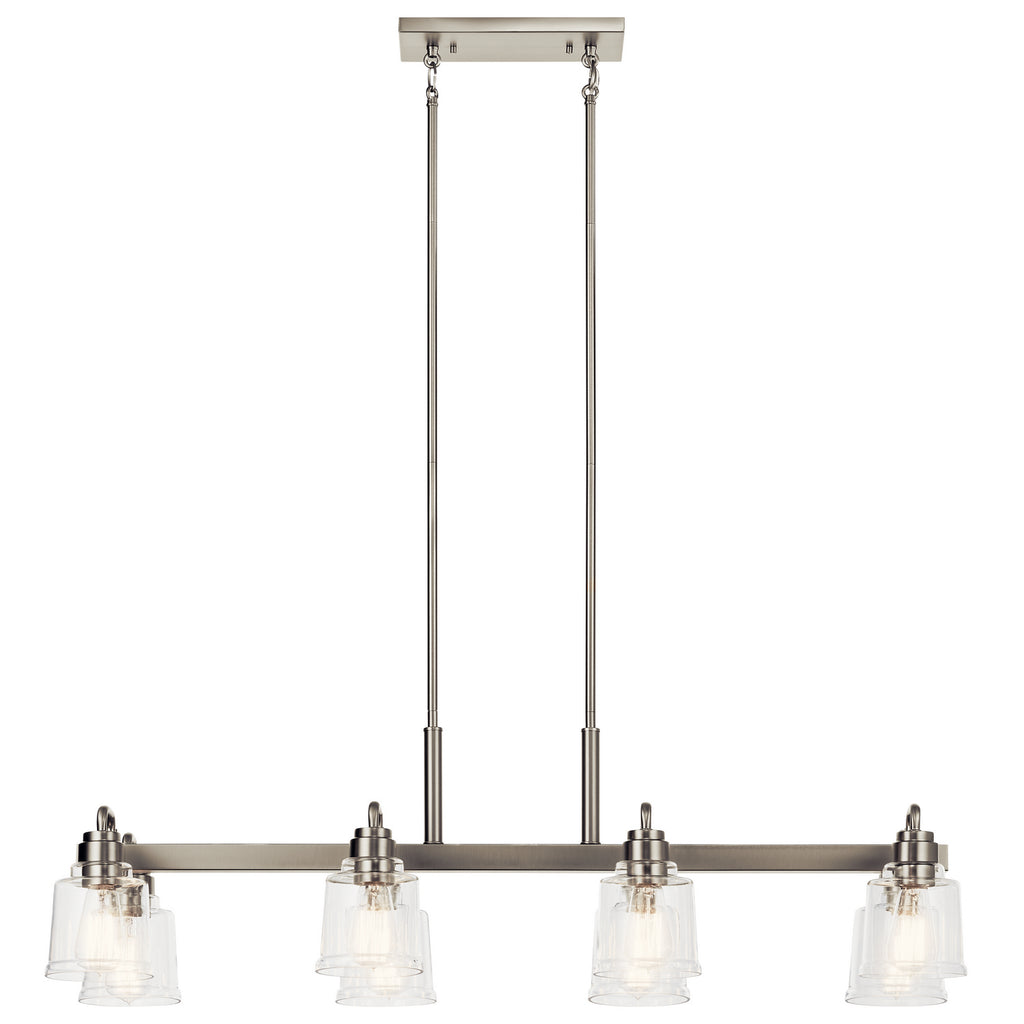 KICHLER 52400NI Aivian 42" 8 Light Linear Chandelier With Clear Glass Brushed Nickel